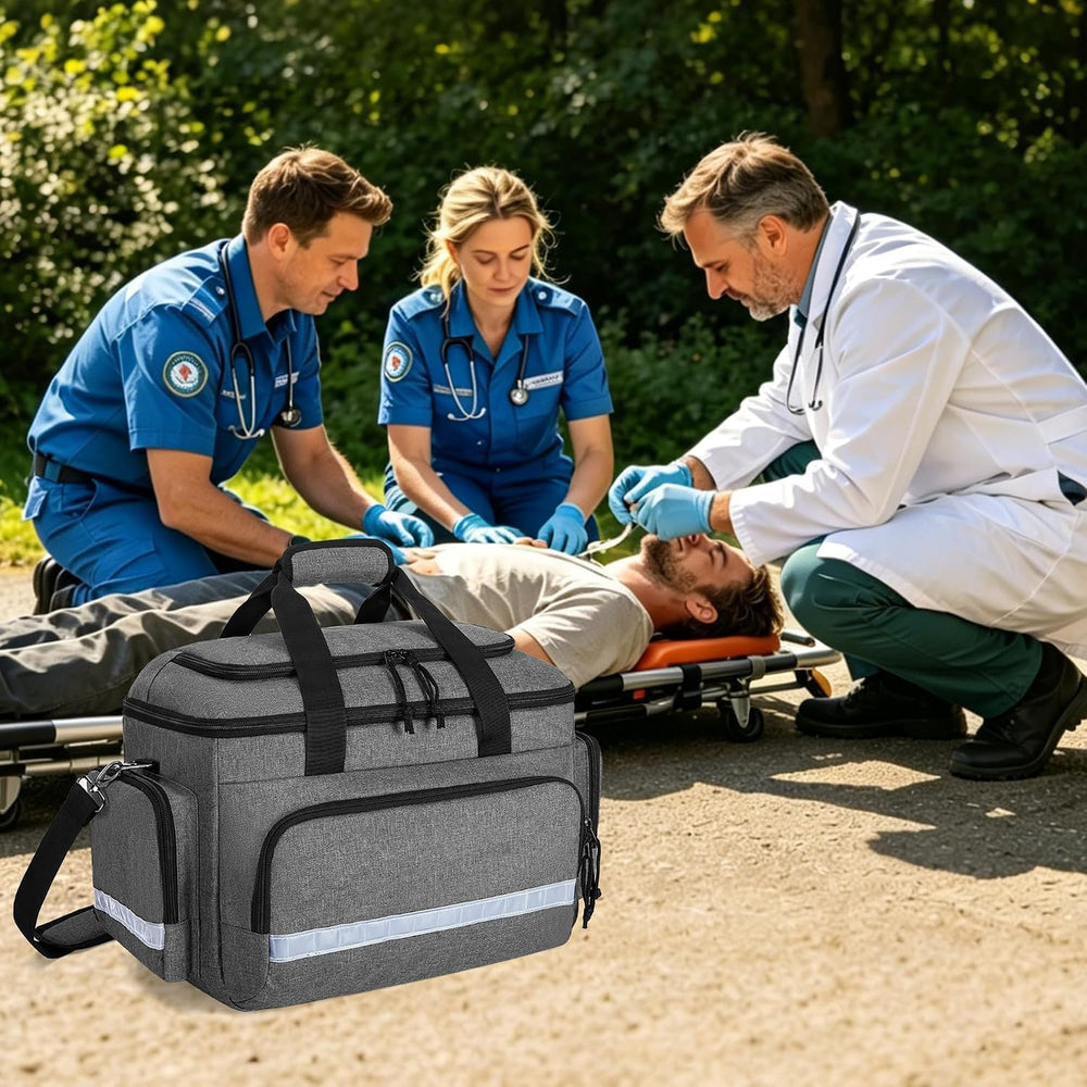 Damero Medical Trauma Bag, Empty Medical Bag with Detachable Dividers, Gray