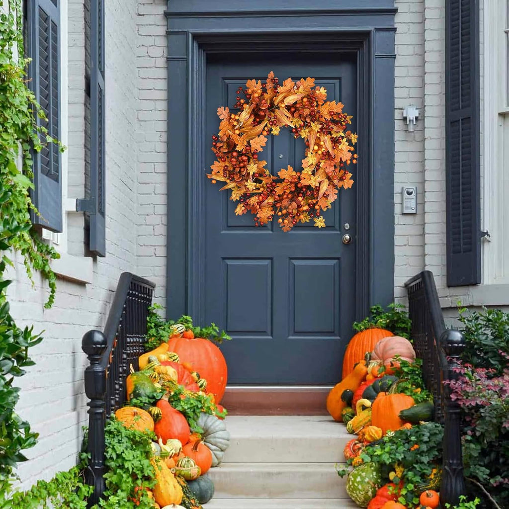 Fall Wreaths for Front Door 24 Inch Autumn Harvest Wreath for Thanksgiving