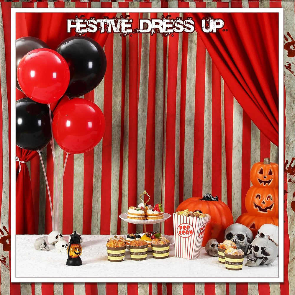 Tingjoo 3 Pcs Carnival Circus Backdrop Decoration, Retro Red,White, Classic