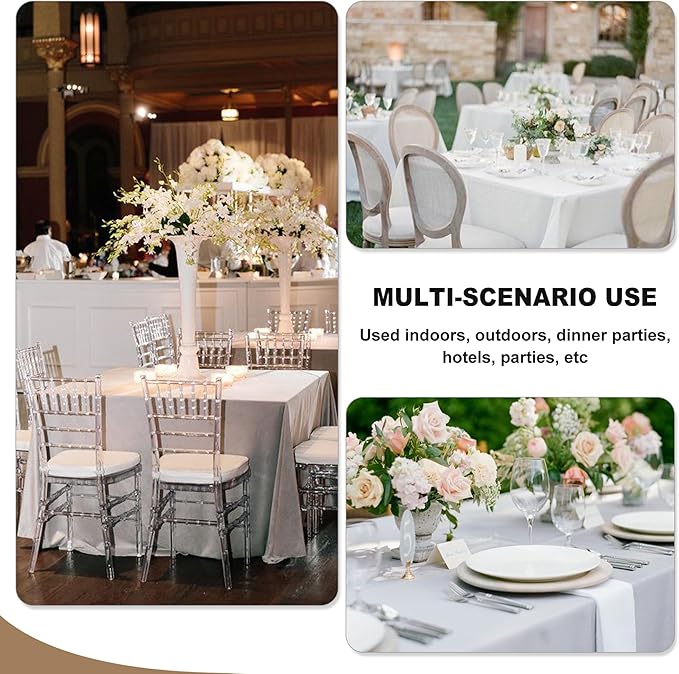 Fitable 6 Pack White Square Tablecloths - 70 x 70 Inches - Stain Resistant and Reusable Table Clothes, Polyester Fabric Table Covers for Dining, Card Tables, Coffee Tables