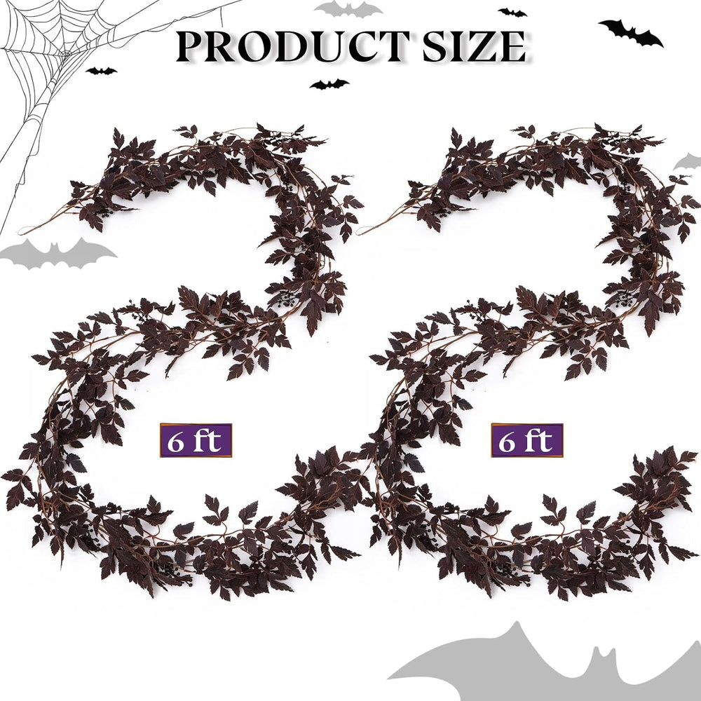 2 Pack 6 Ft Fall Garlands, Plum Cimicifuga Seeded Halloween Decor