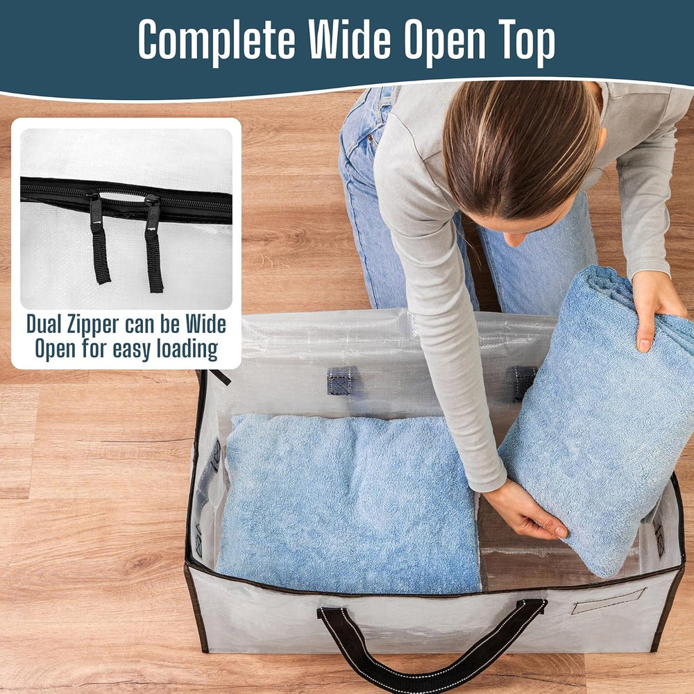 VENO Moving Bags, Storage Bags, Wide Open Top, Clear, 6 Pack