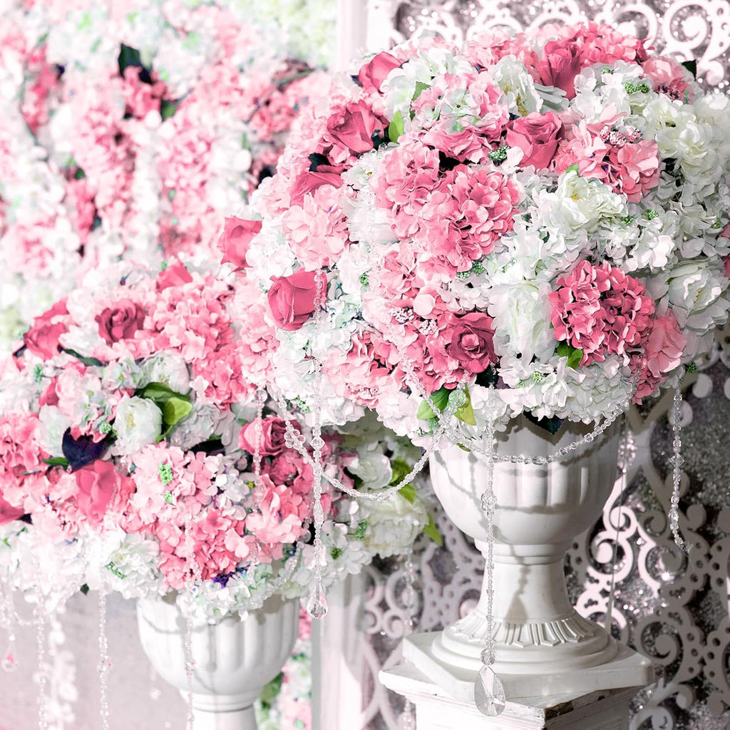Tigeen 100 Pcs Pink,White Hydrangea Artificial Flowers Bulk, 7.48 Inch