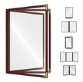 Goodsmart Restaurant Menu Covers – 25 Pack Burgundy 6-View Booklet 5.5" x 8.5", Side-Loading Vinyl & Plastic Menu Holders, Clear Menu Sleeves, Leather-Style Café Covers with Gold Corners