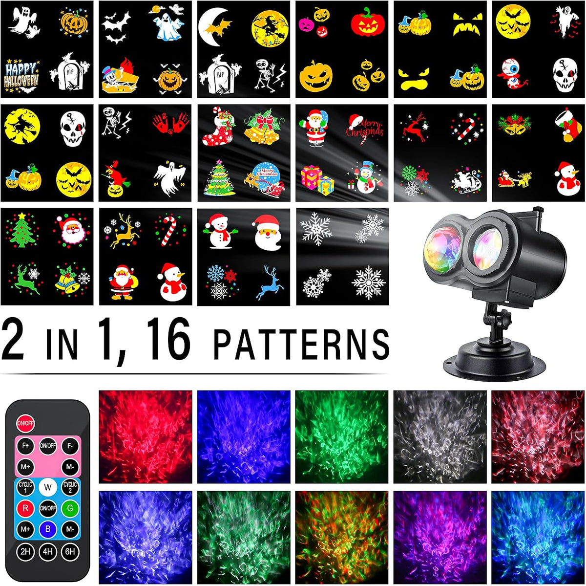 halloween projector lights outdoor, snowflake christmas projector lights shown in use