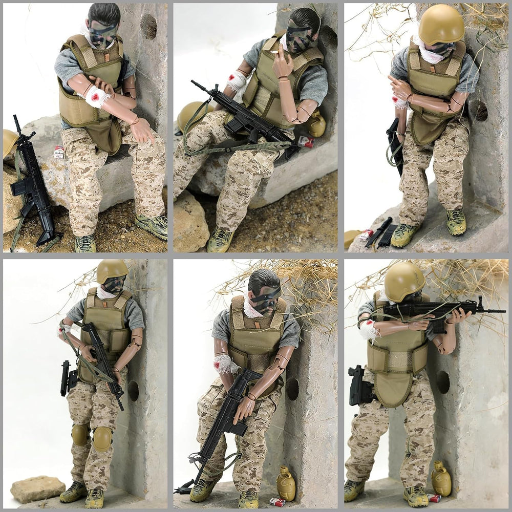 12 Inch Action Figures Military Set, 1/6 Scale Soldier Model Set with Weapons...