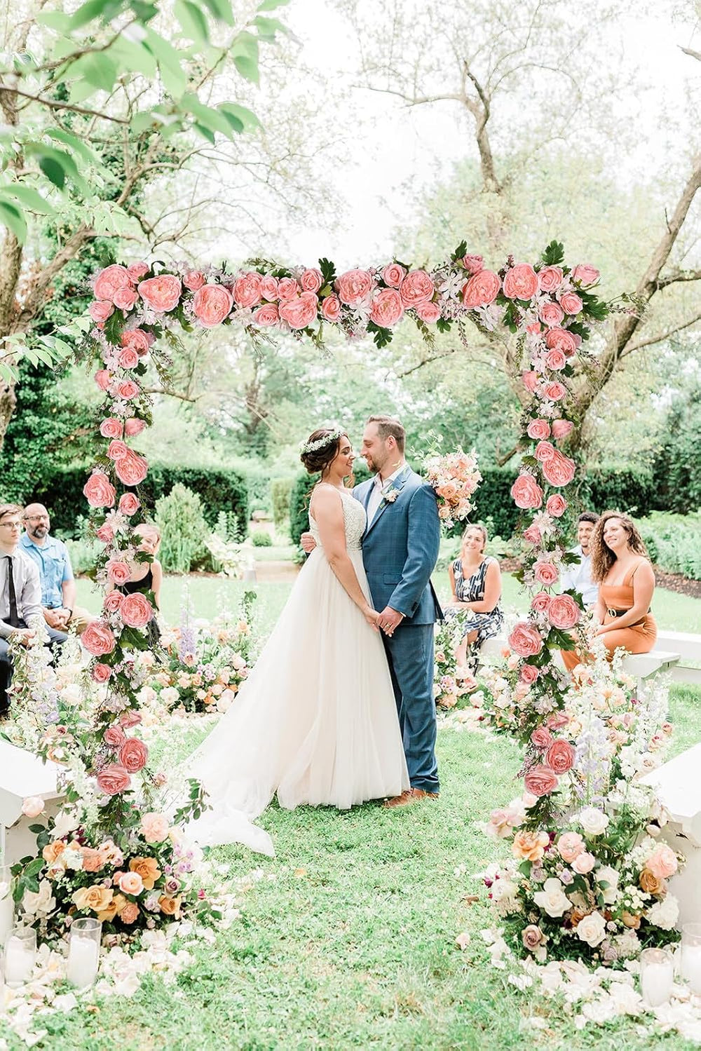 2 Pack Artificial Peony Garland Flowers, 12ft Floral Greenery Garland Rose Fl...