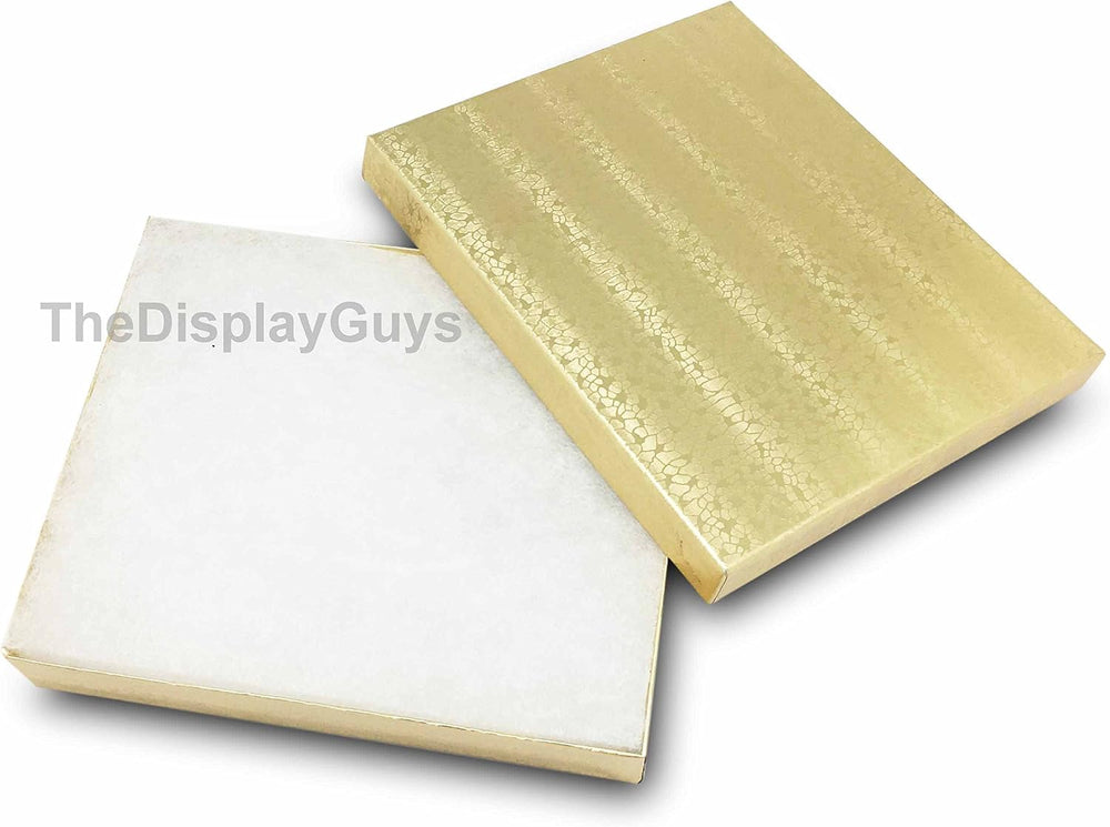 TheDisplayGuys 25 Cardboard Jewelry Gift Boxes with Inserts - Gold Foil