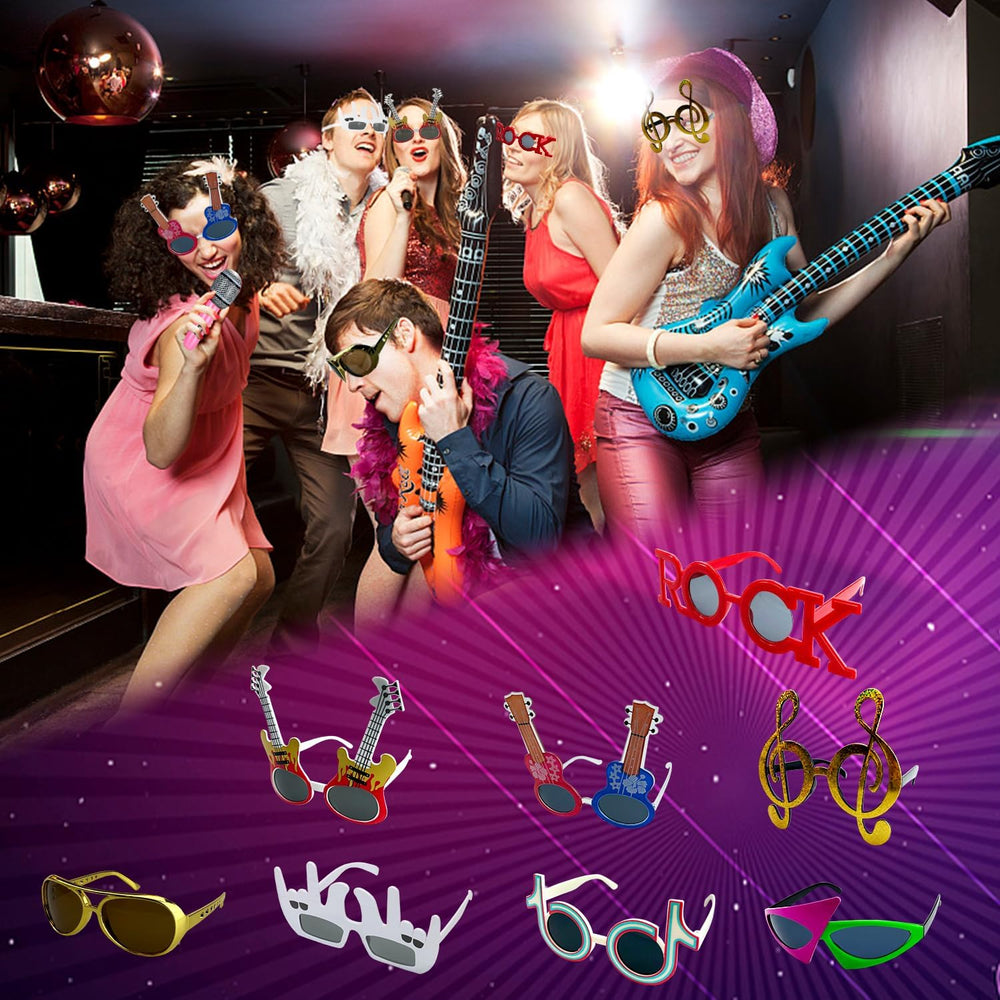 Large Rock Star Funny Sunglasses Set, Rock and Roll Party Funny Music Sunglas...