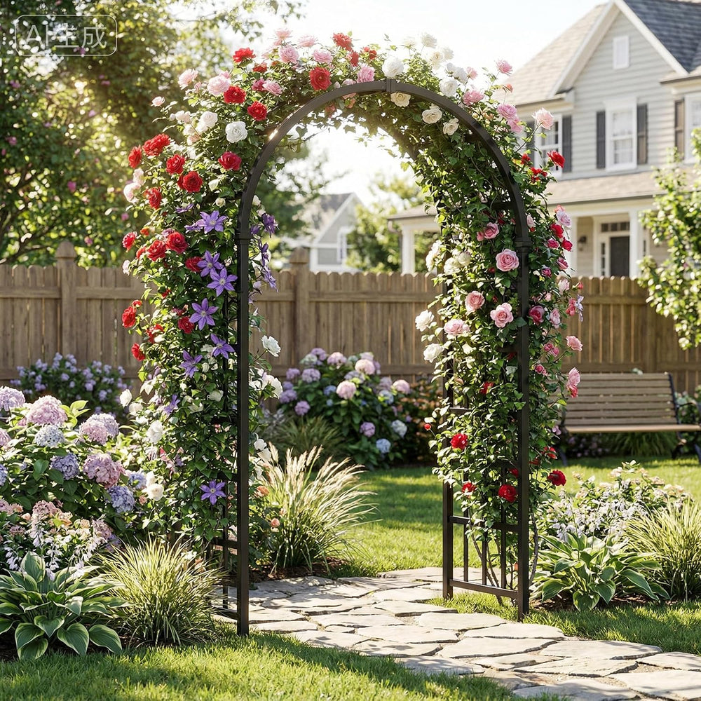 Extra Large Black PVC Garden Arch Trellis for Climbing Plants