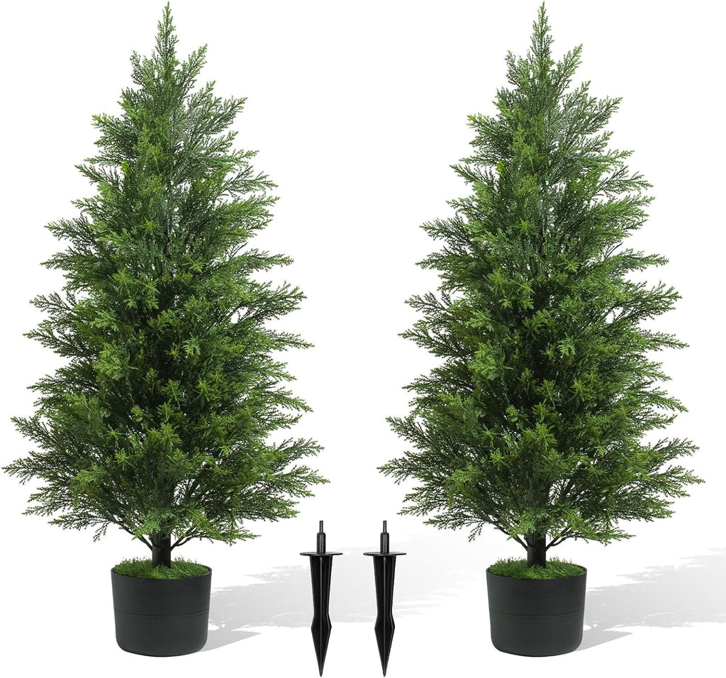AOKIIE 3FT Artificial Cedar Tree for Outdoors, UV Resistant Fake Pine Trees