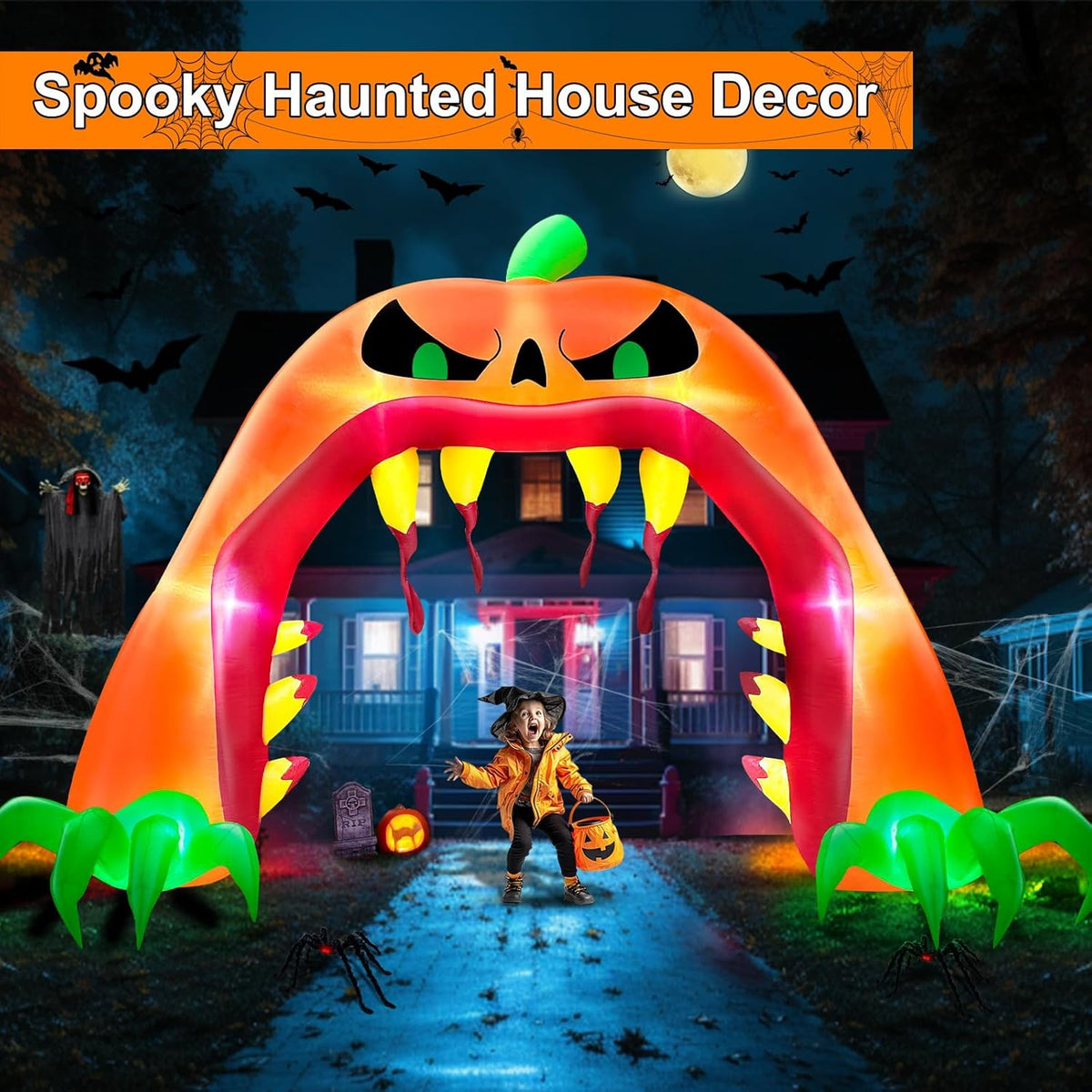 giant halloween inflatables pumpkin archway halloween decorations outdoor, close-up detail