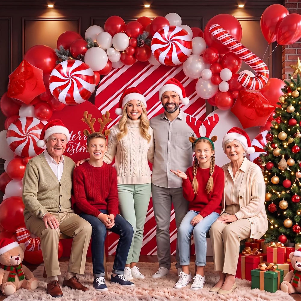 Foilswirl 34 Pcs Candy Cane Balloon Arch, Christmas Arch Backdrop Covers