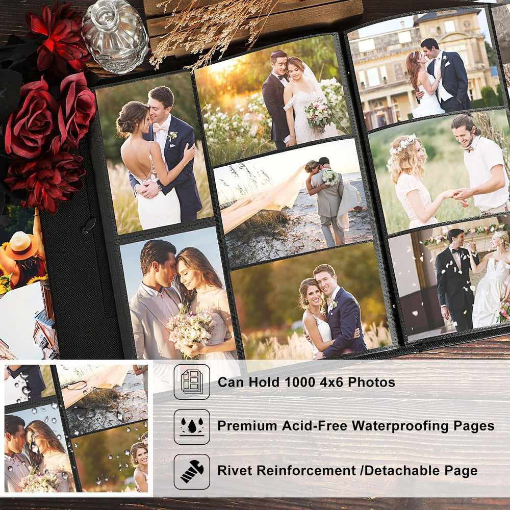 Lanpn Wedding Photo Album 4x6 1000 Pocket Photos Slip in, Linen Cover Large C...