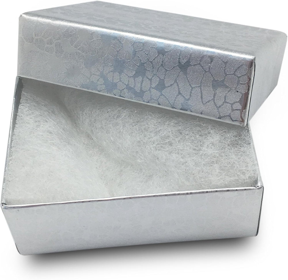 TheDisplayGuys 100 Cardboard Jewelry Gift Boxes with Inserts - Silver Foil