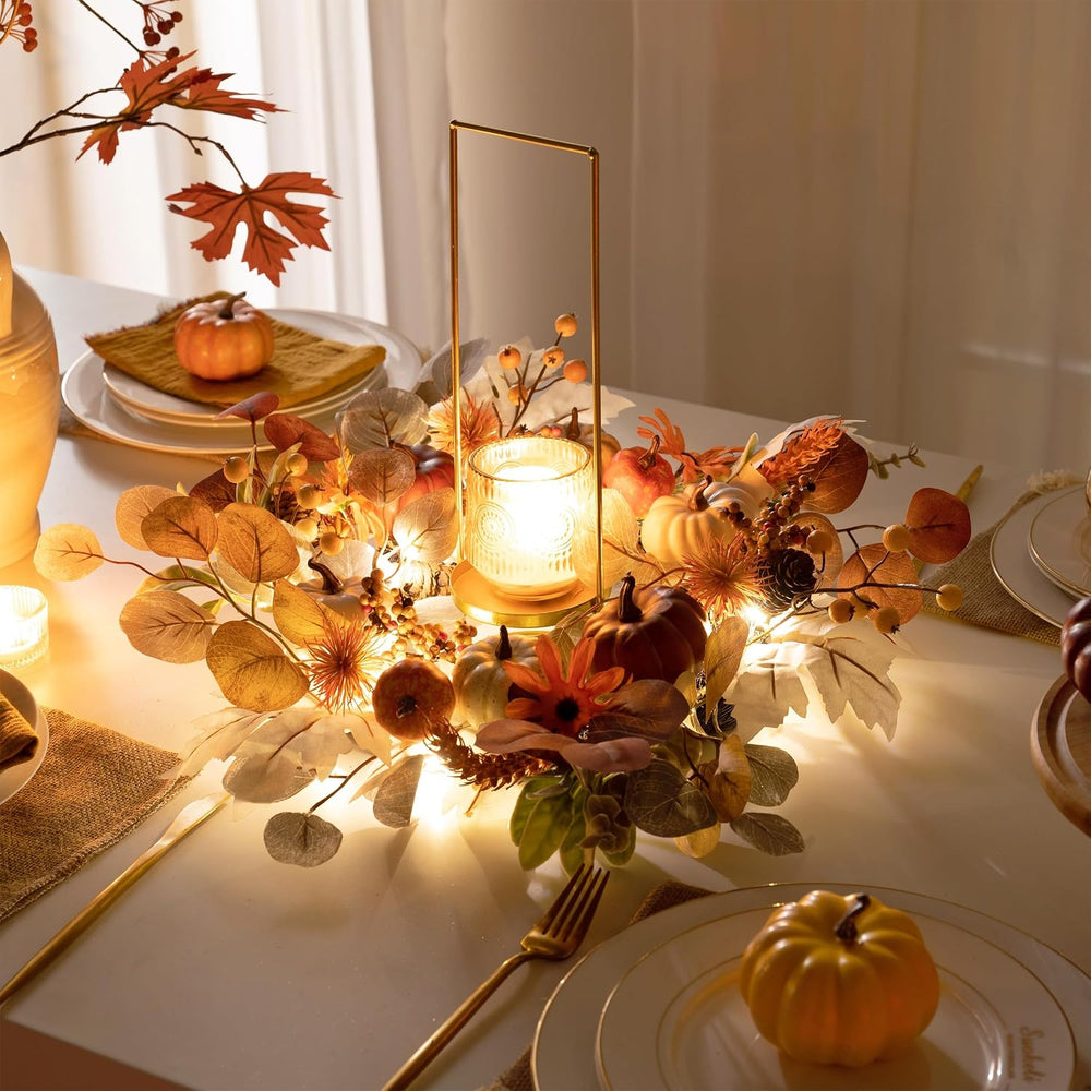 Valery Madelyn Fall Halloween Wreath with Lights for Front Door 18"