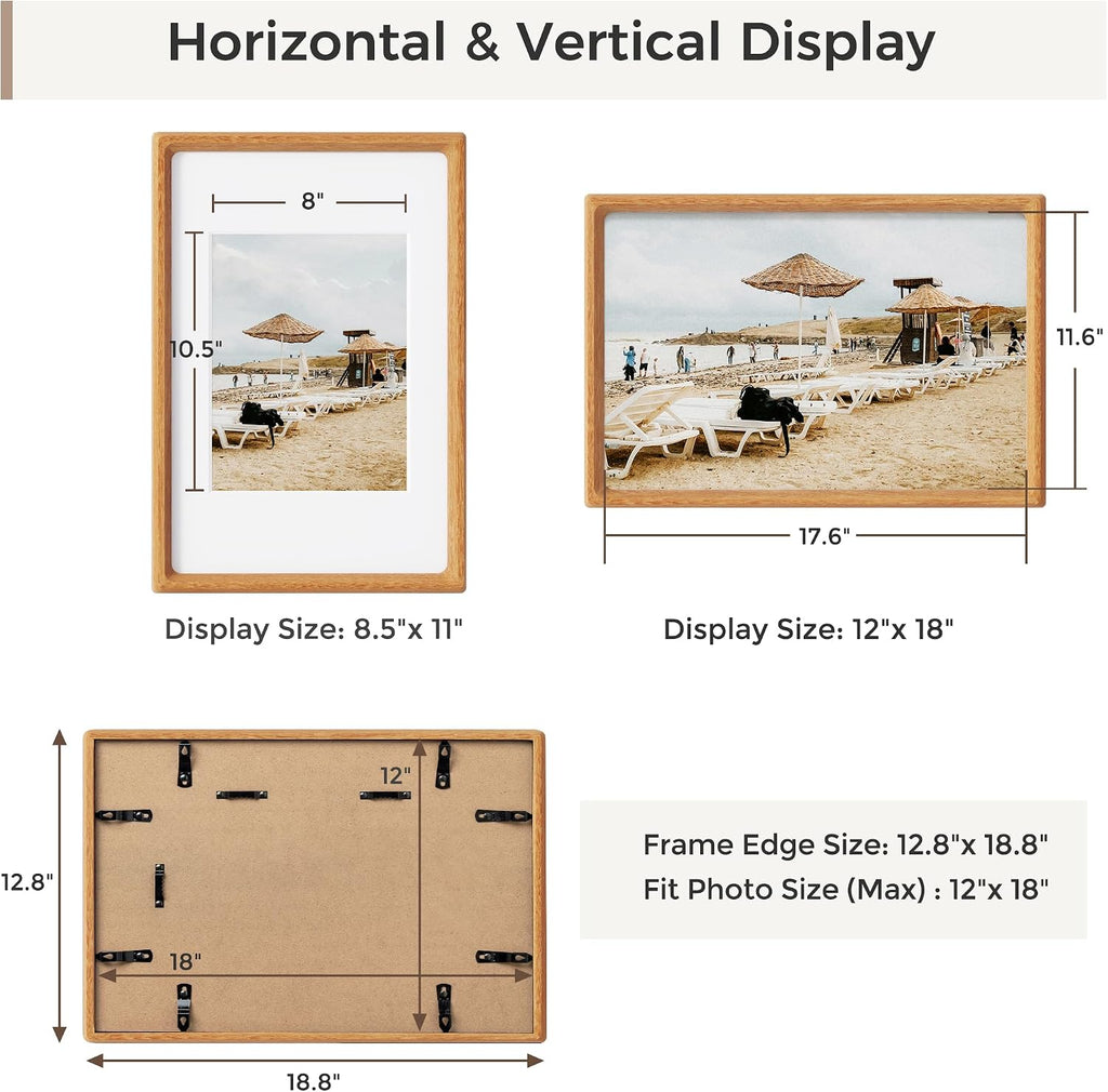 heimlove 12x18 picture frames natural teak,original wood hand, close-up detail