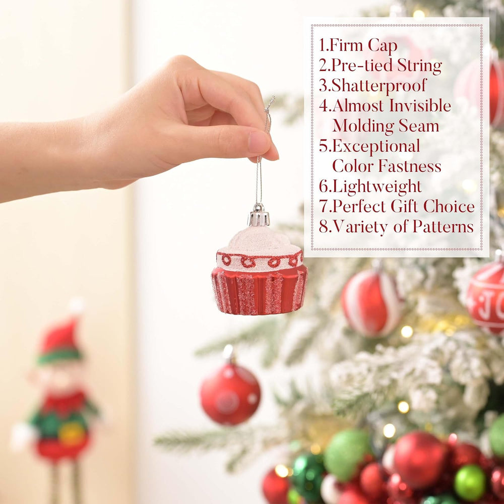 Valery Madelyn Christmas Ornaments Set, 16ct Candy Cane Red and White Shatter...