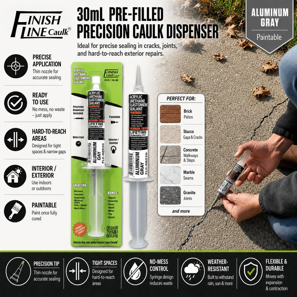 30mL Pre-Filled Precision Caulk Applicator Gray 5-Pack