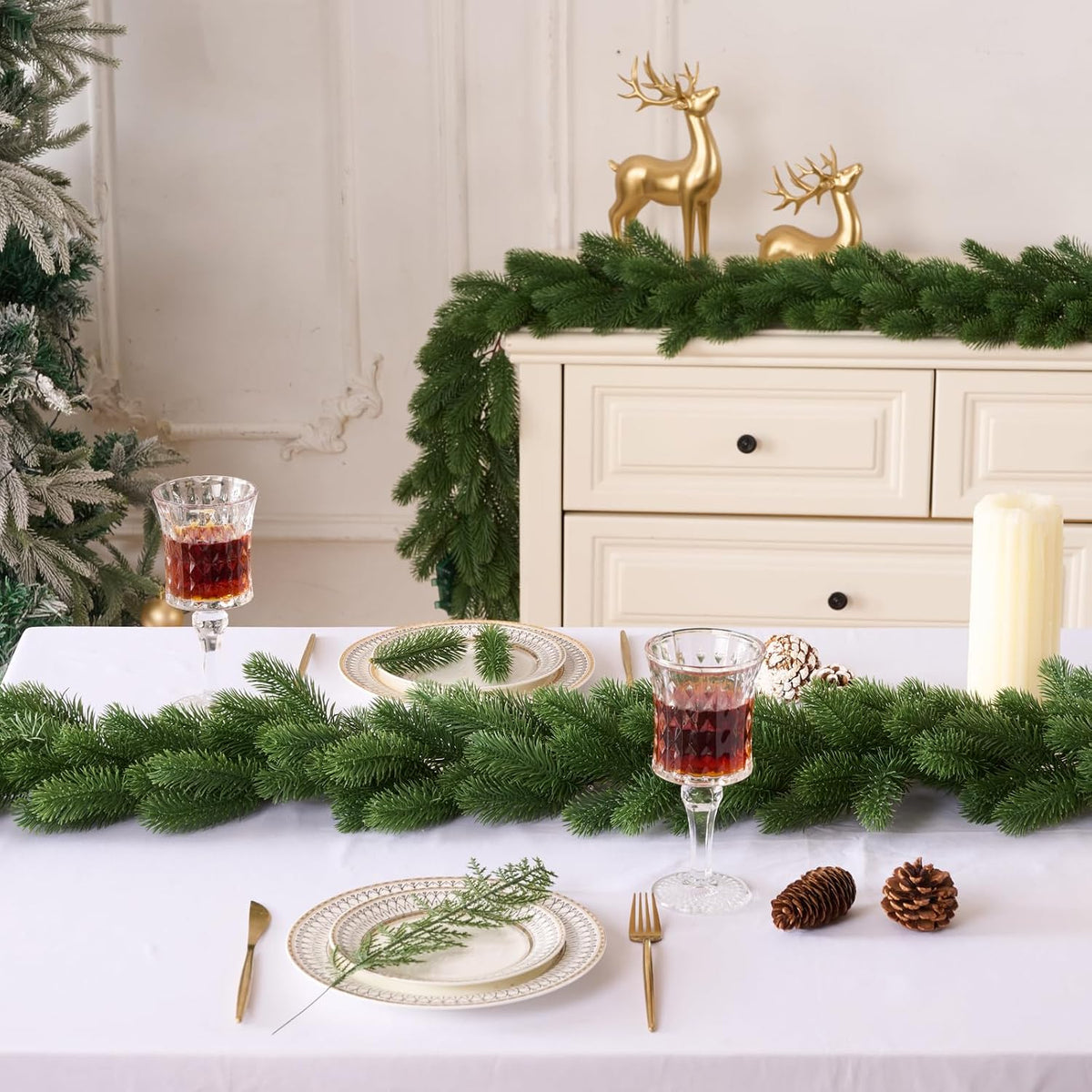 6FT 1Pcs Prelit Realistic Faux Norfolk Pine Garland for Christmas Decor