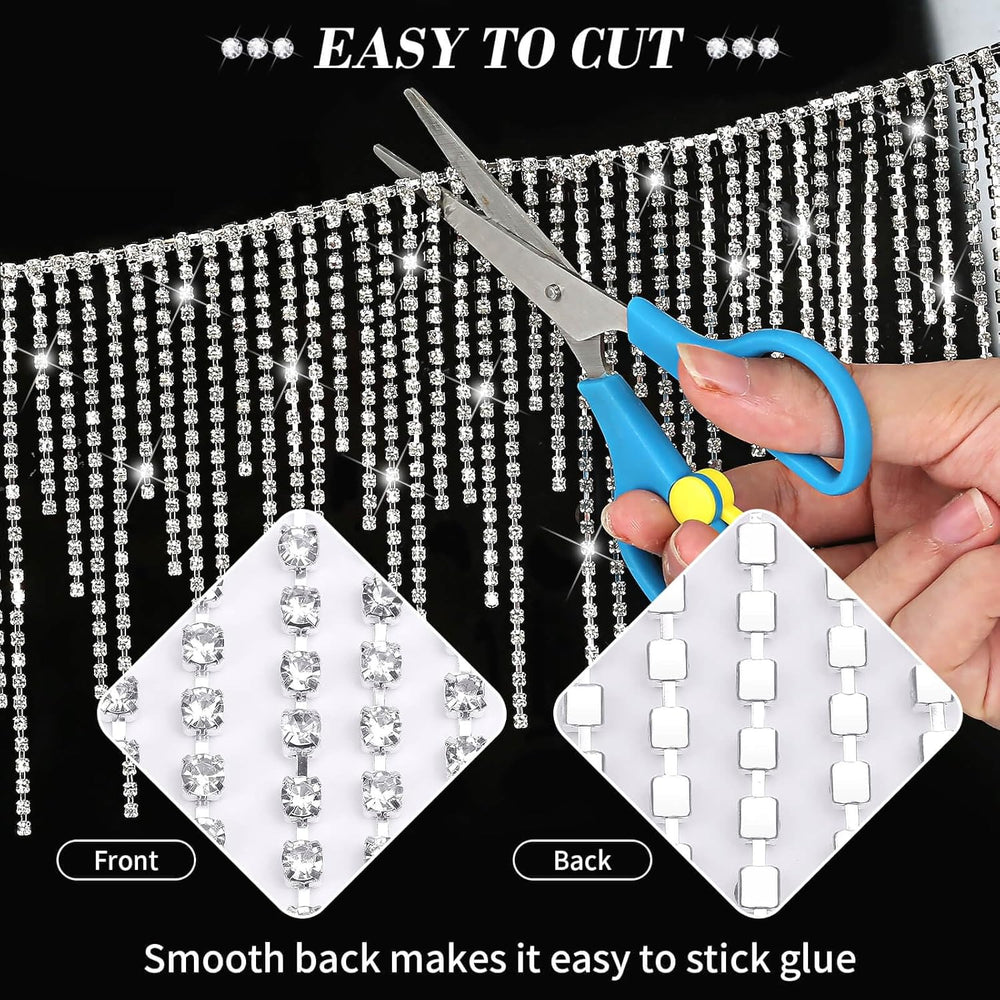 2 Yard Rhinestone Fringe with B7000 Glue, Sparkle Rhinestone Trim