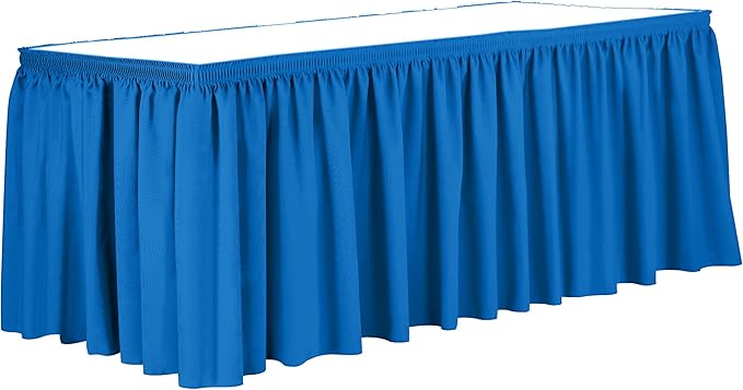 Ultimate Textile Pleat Polyester Fabric Table Skirt - Machine Washable Flame Resistant with Clips for Events, Weddings & Trade Shows, Cut & Sewn in Paterson, NJ - Cobalt, 17' Shirred Pleat