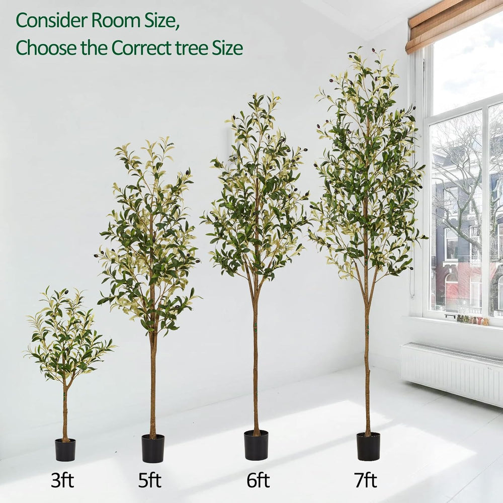 5ft Artificial Olive Trees Indoor, Faux Olive Tree with Natural Wood