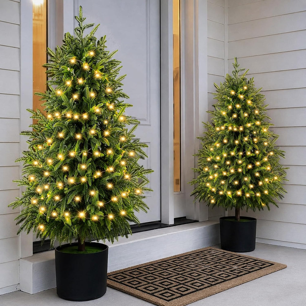 Christmas Decorations - 2 Pack Pre-Lit 3FT Artificial Norfolk Tree