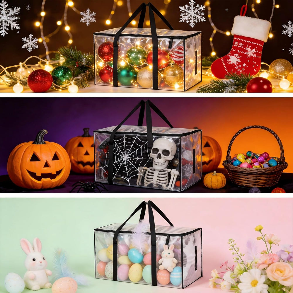 6-Pack Extra Large 93L Clear Moving Bags with Zippers, Storage Totes