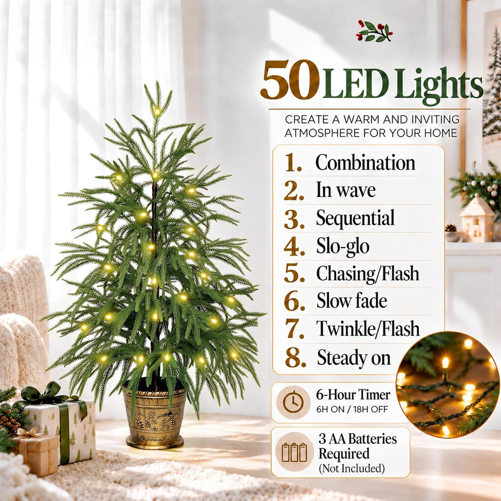 3ft Norfolk Pine Christmas Tree Artificial Small Potted, Set of 2