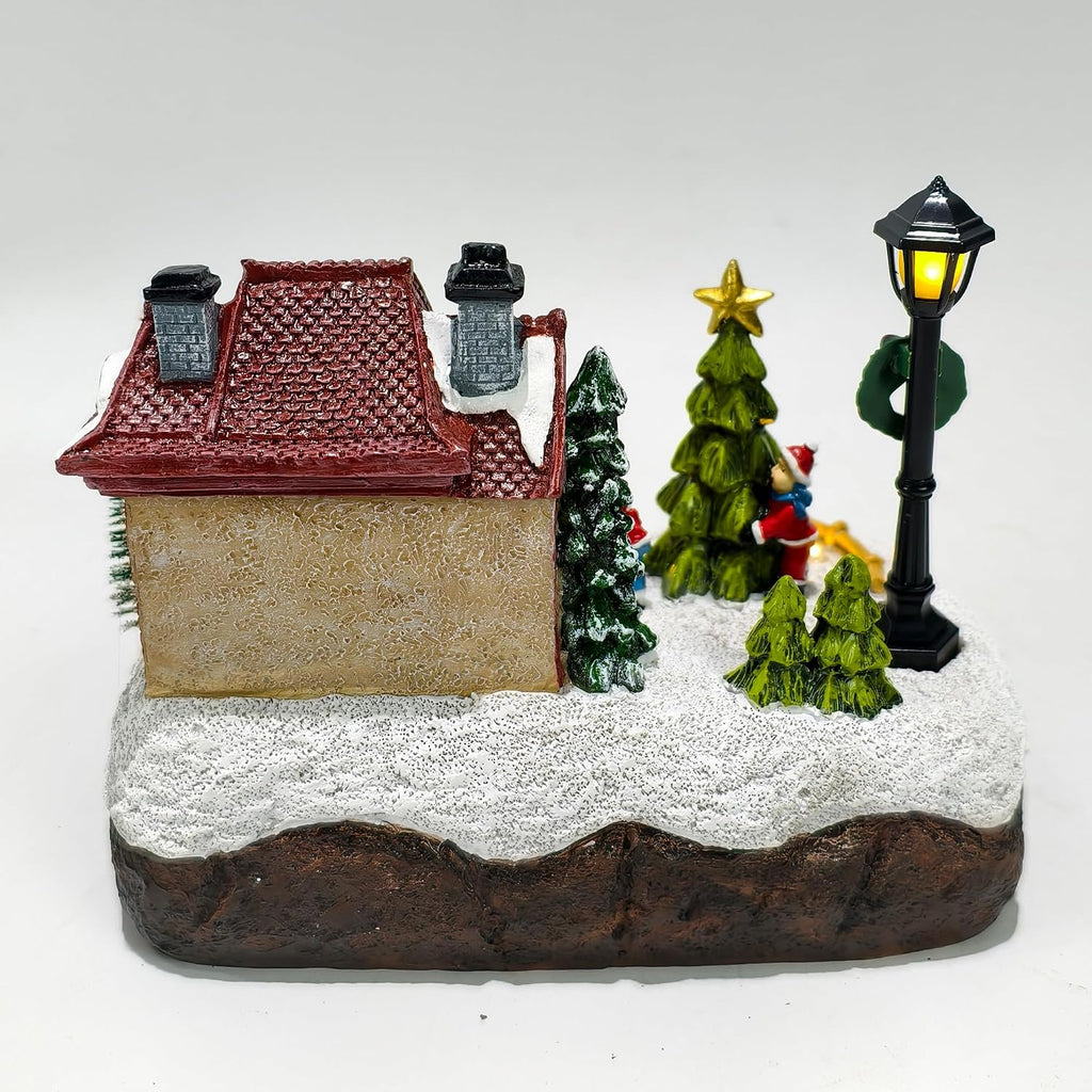 Christmas Village Houses Scene Christmas Indoor Decorations Village House Figurine Light Xmas Tree Decor Gift Winter Holiday Ornament