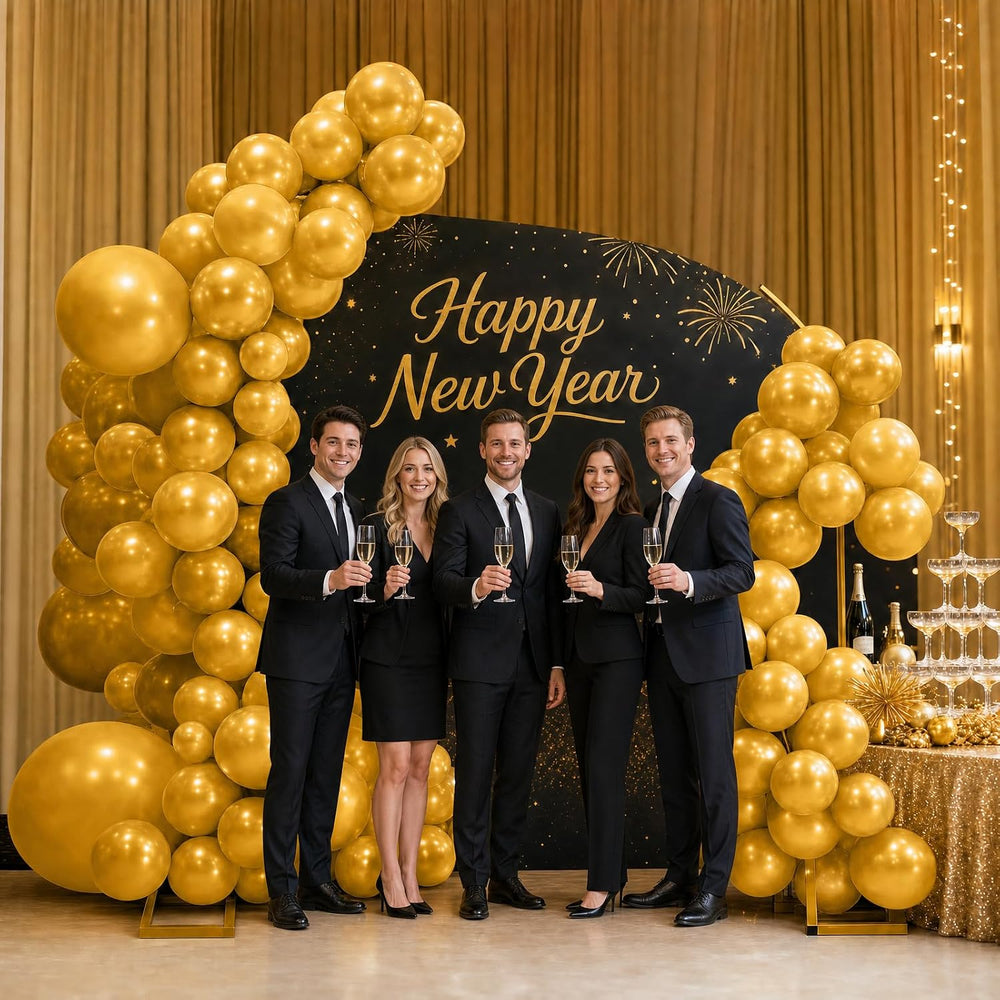 Balloon Arch Stand Kit Set with 145PCS Metallic Gold Balloons – Duty Metal We...