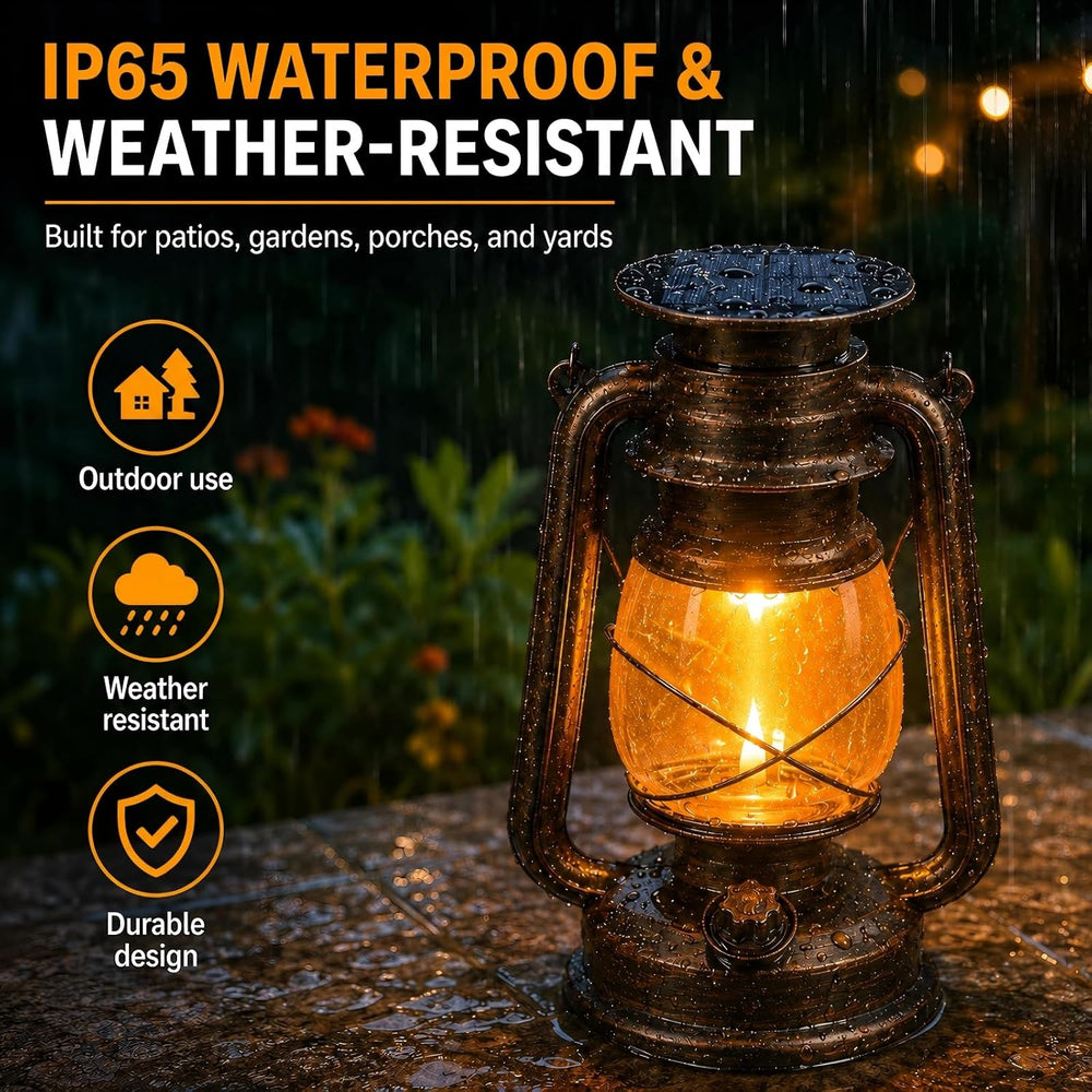 2 Pack Vintage Hanging Solar Lanterns Outdoor, IP65 Waterproof