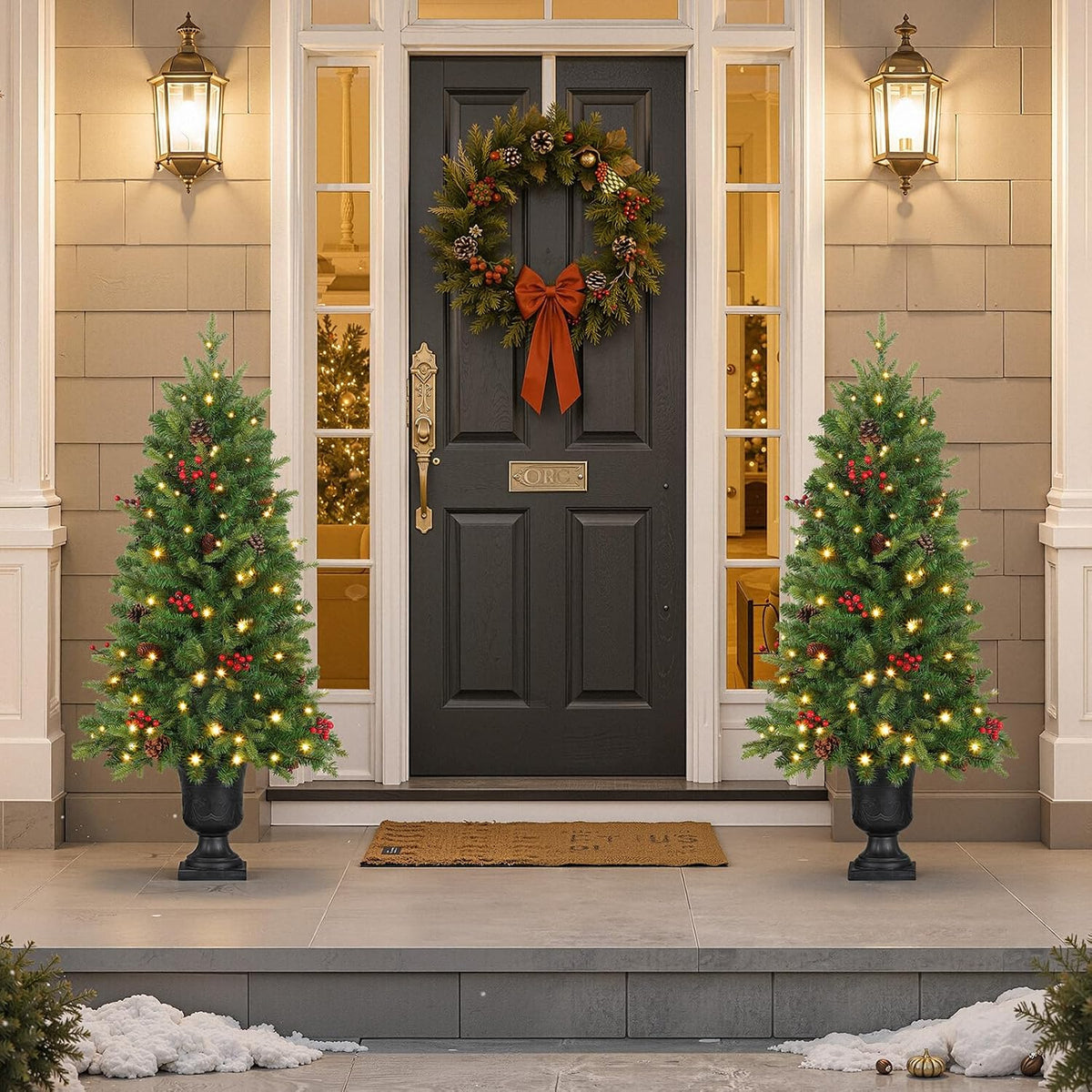 Alupssuc 4FT Prelit Plug-in Artificial Christmas Tree with Lights, 2 Pack