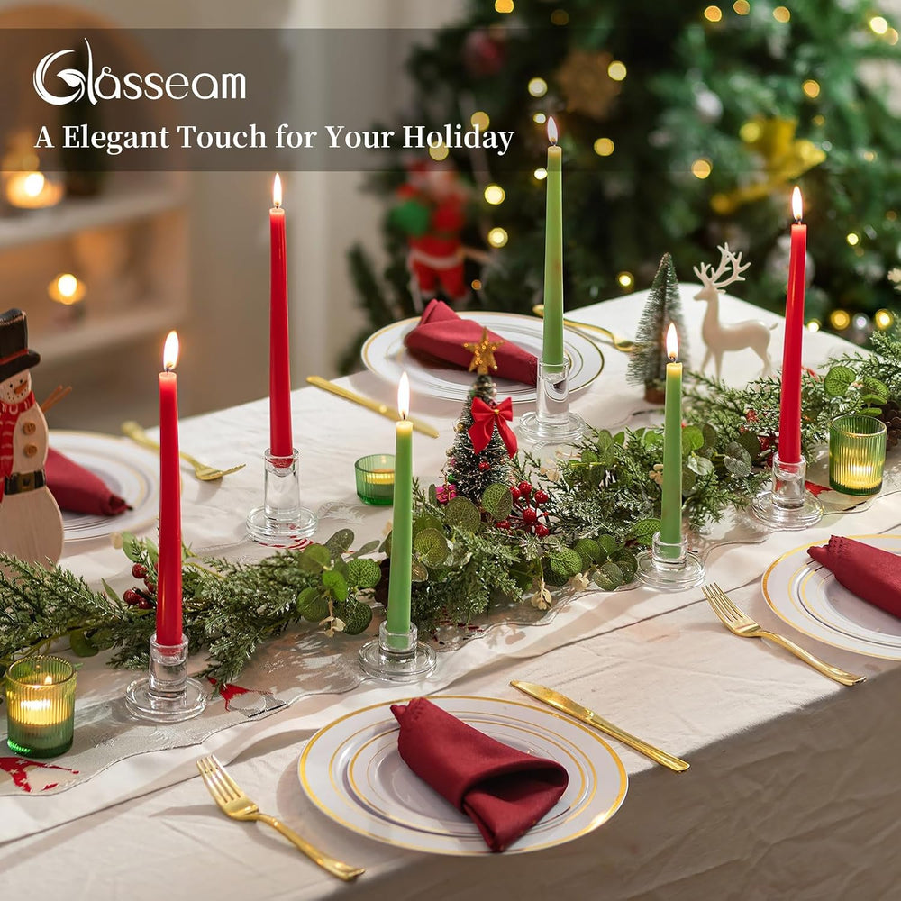 Glasseam Taper Candle Holders Bulk, 12Pcs Glass Candlestick for Centerpiece