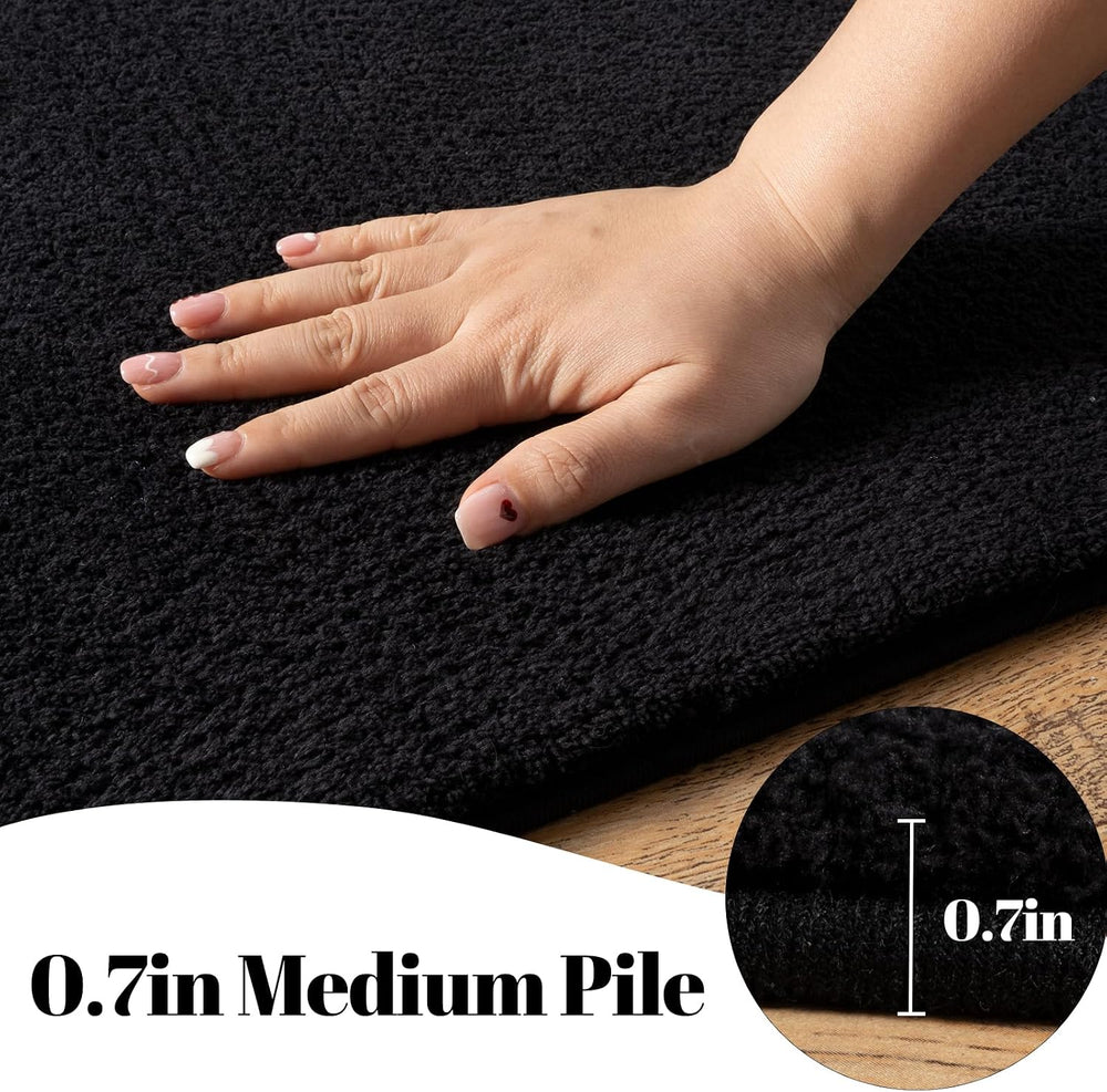 Black Hallway Runner Rug, 2x8 Modern Kitchen Runner Rug Non Slip