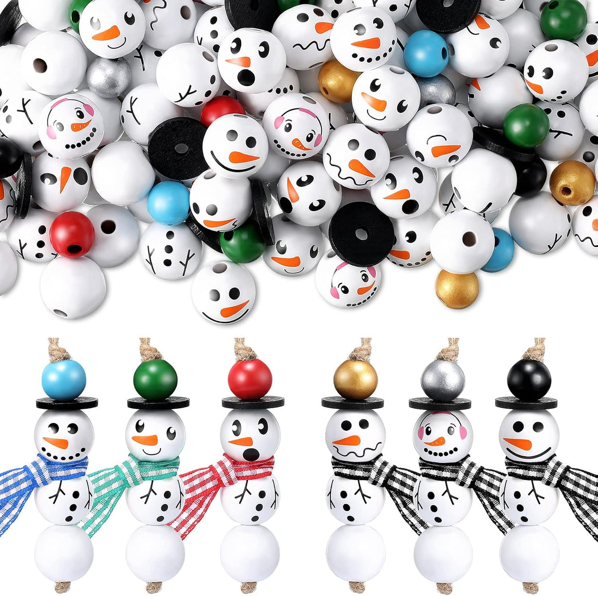 Vicenpal 450 Pcs Christmas Wooden Beads, Pure, White