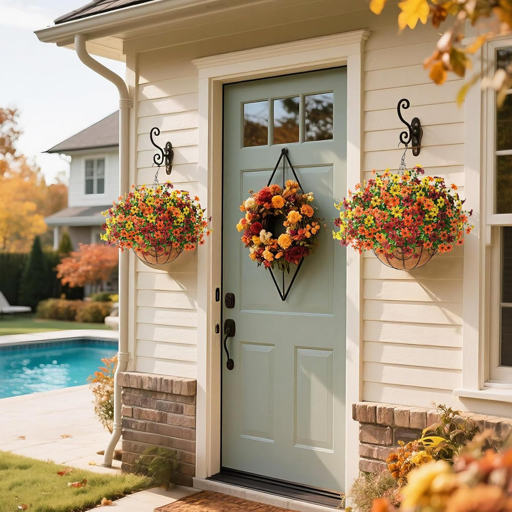 Artificial Flowers for Outdoors Faux Fall Hanging Baskets UV Resistant