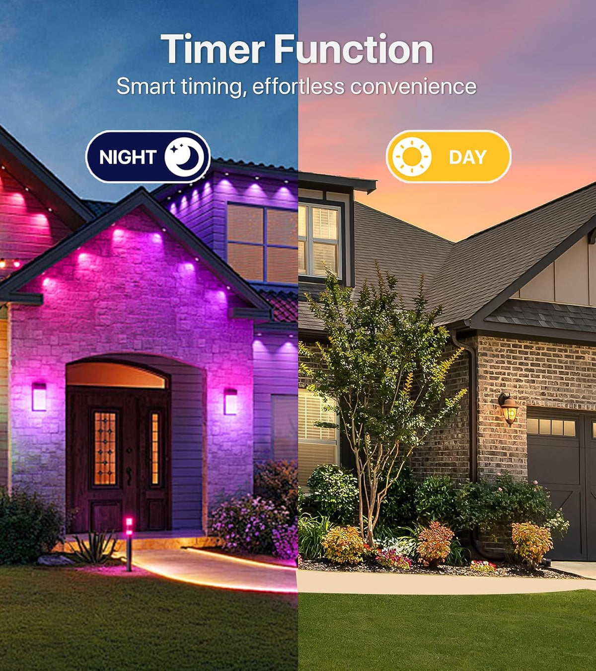 permanent outdoor lights 150ft rgb+ic eave lights with, front angle view