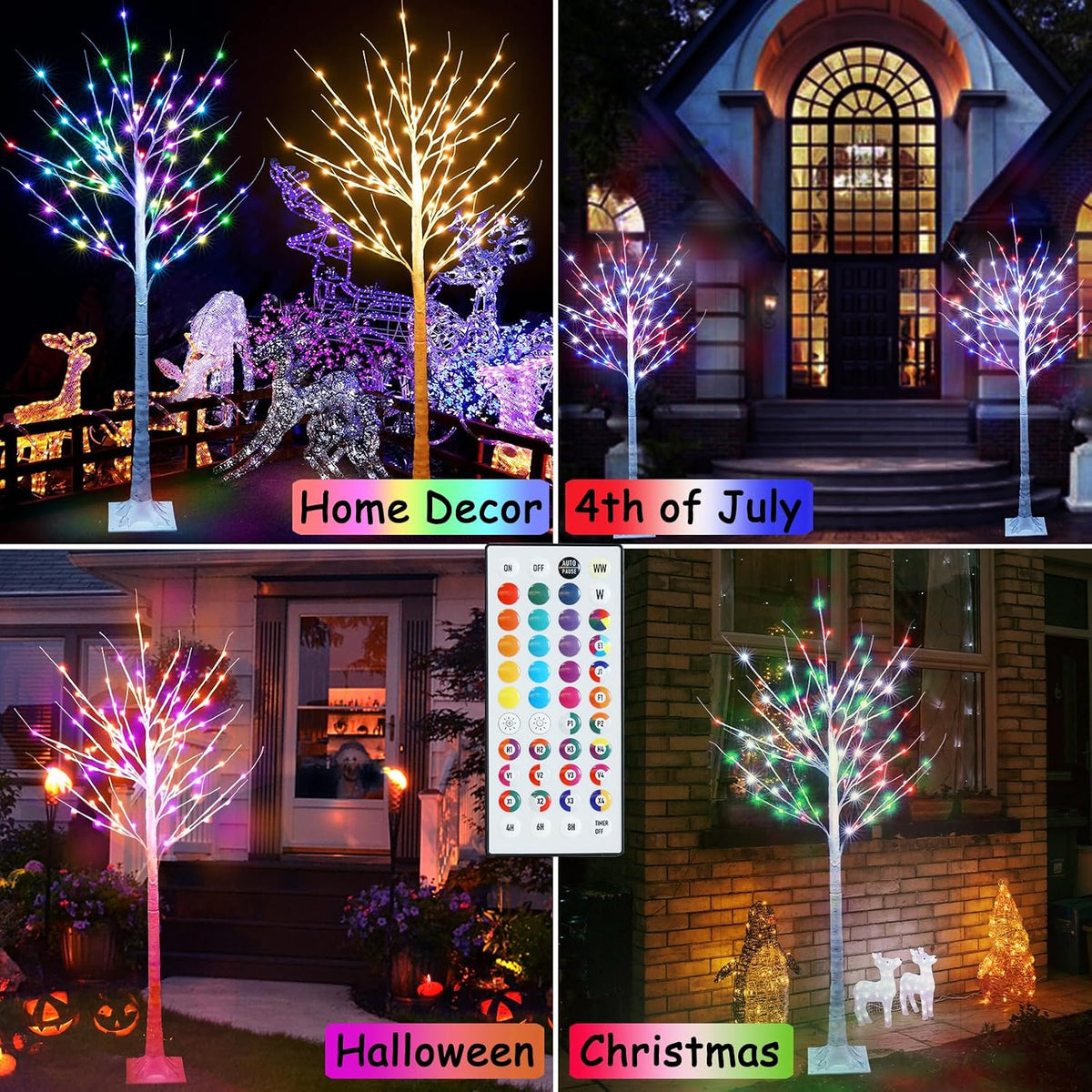 pooqla 5 ft rgb lighted birch tree, 35 shown in use