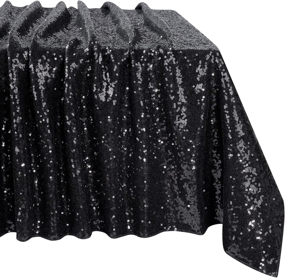 MoKoHouse Black Sequin Tablecloth Rectanglar 90" x 156" Glitter Tab...