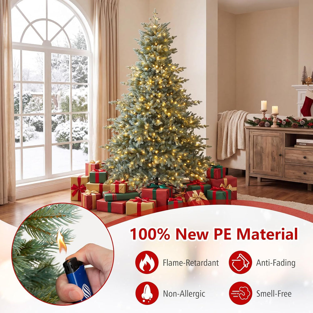 Goplus 7ft Pre-Lit Aspen Christmas Tree with 865 Full PE Branch Tips
