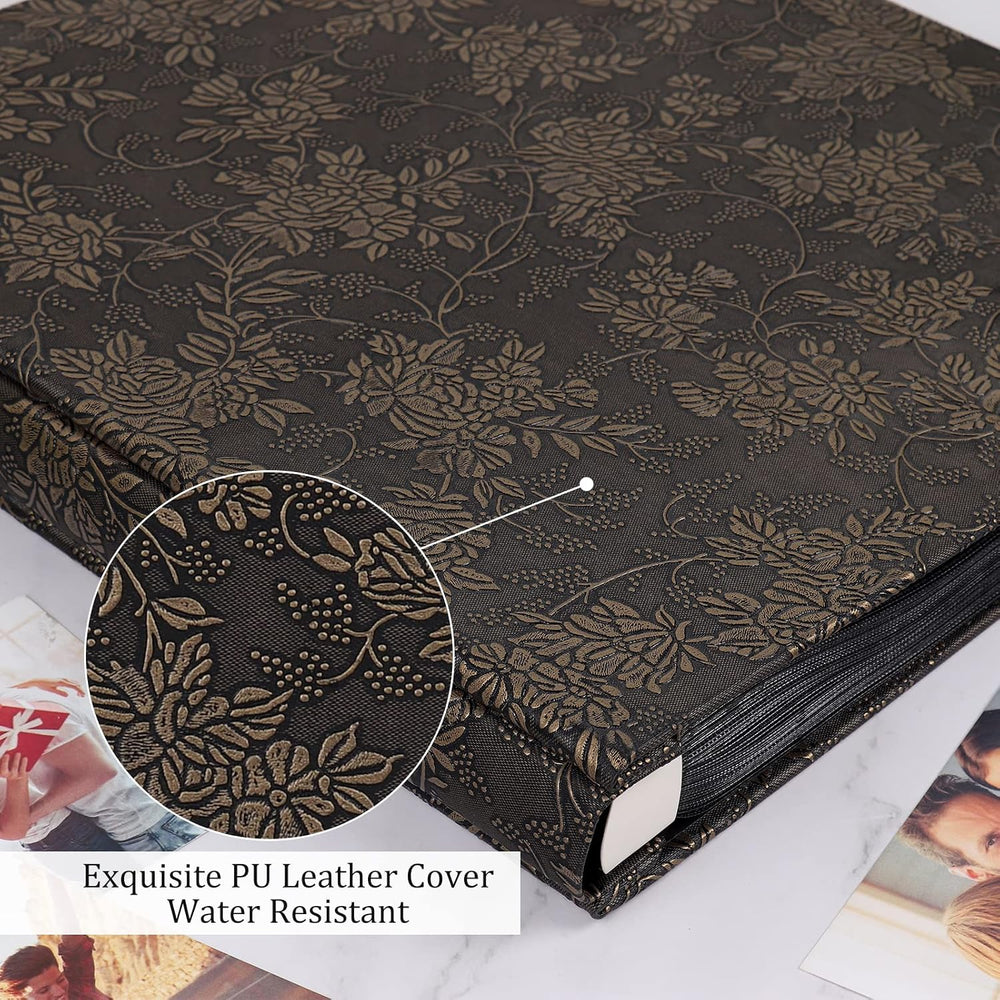 RECUTMS Photo Album 600 Pockets 4x6 Pictures Memo Book Leather Cover Bronze