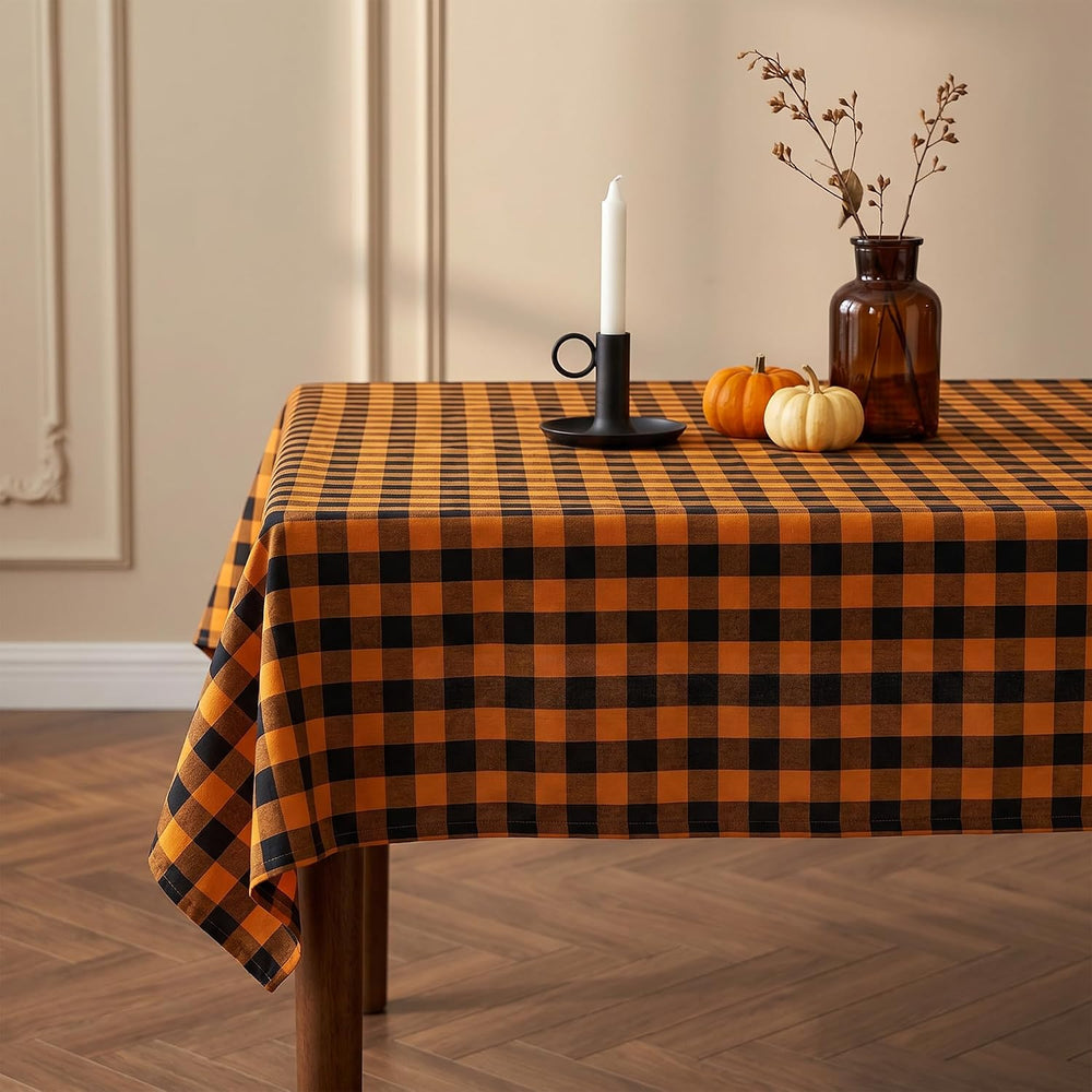 Waterproof Gingham Tablecloth, Checkered Fabric Table Cover for Kitchen Dinin...