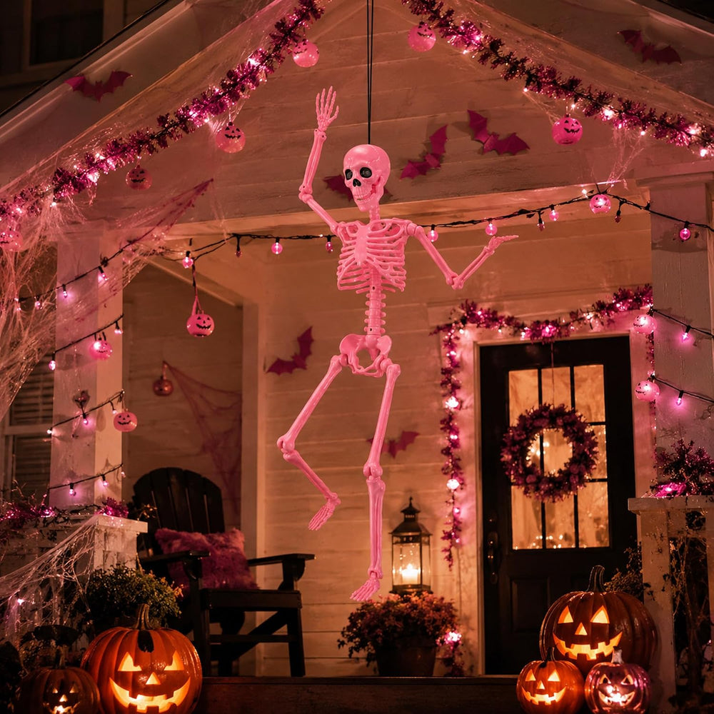 Watayo 5.5 Ft Halloween Pink Skeleton Large Decoration with Movable Joints