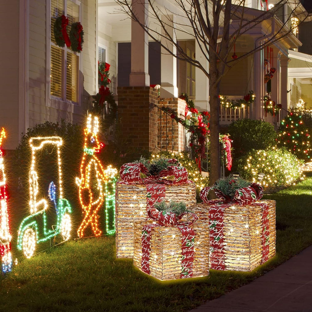 [large 10"-8.5"-7" 3 pack 70 led christmas lighted, close-up detail