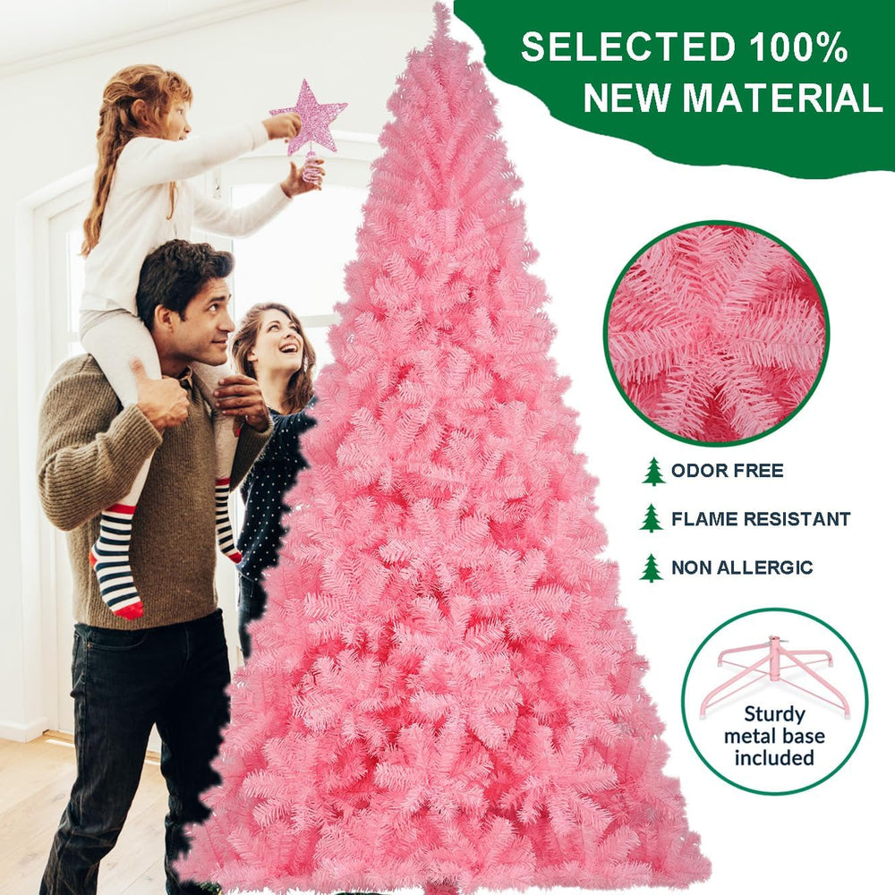KTKDE 7.5ft Pink Christmas Tree, Artificial Christmas Tree, Sturdy Metal Stan...