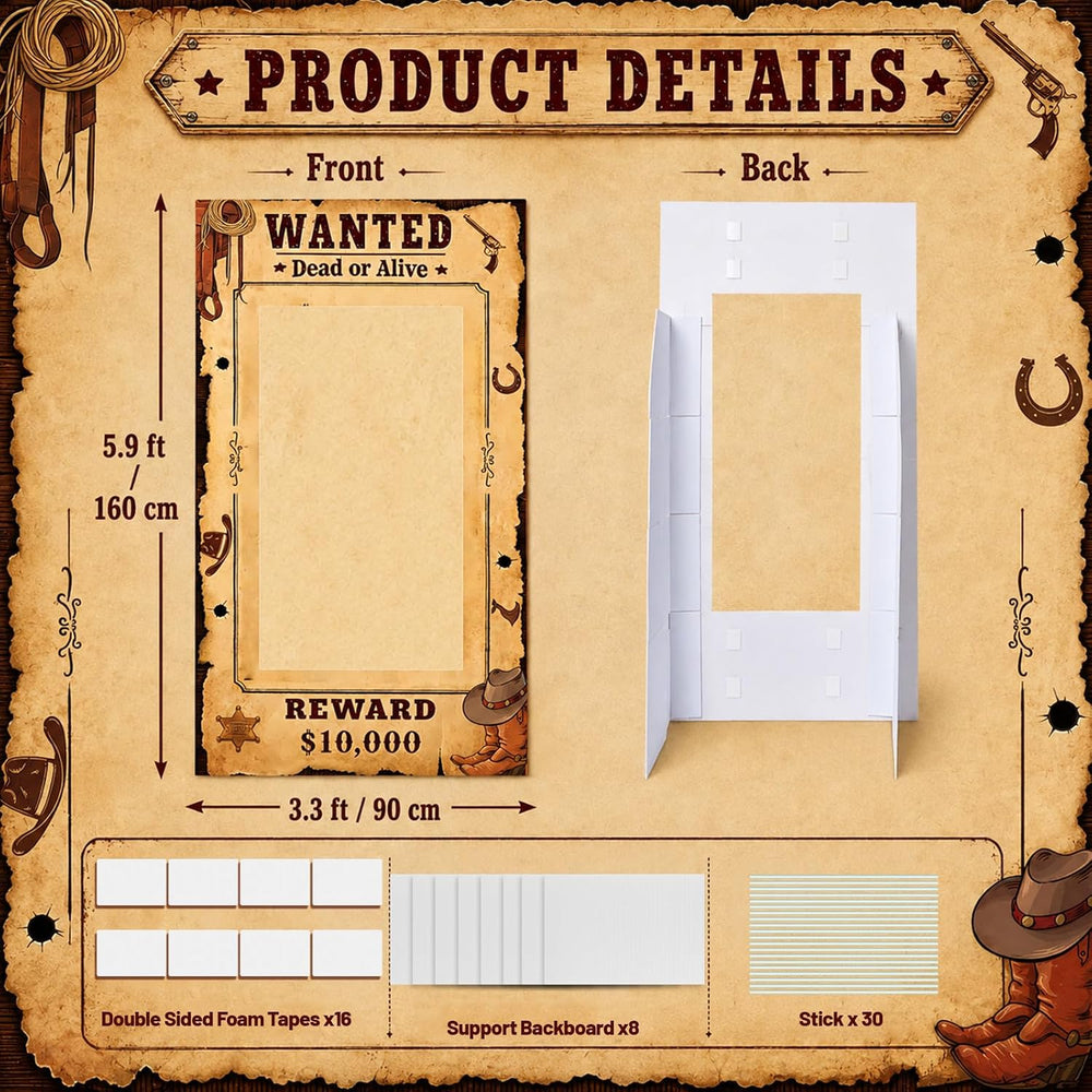 6 Ft Wanted Poster Photo Booth Prop Stand up Western Party Cutout