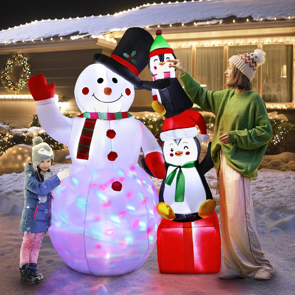 6ft cute christmas inflatables snowman with penguins outdoor, package contents