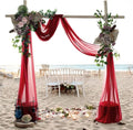 MDS Halloween Chiffon Draping Fabric - 2 Panel, 30" Wide x 30ft Long - Sheer Spooky Arbor & Canopy Drapery for Haunted House Backdrops, Party Ceilings, DIY Costumes & Themed Events - Apple Red (Pack of 2)